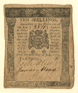 Colonial Currency - July 20, 1775 - Paper Money